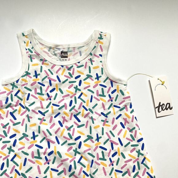 NEW Tea Collection Pink Geometric Ruffle Dress - Picture 4 of 5